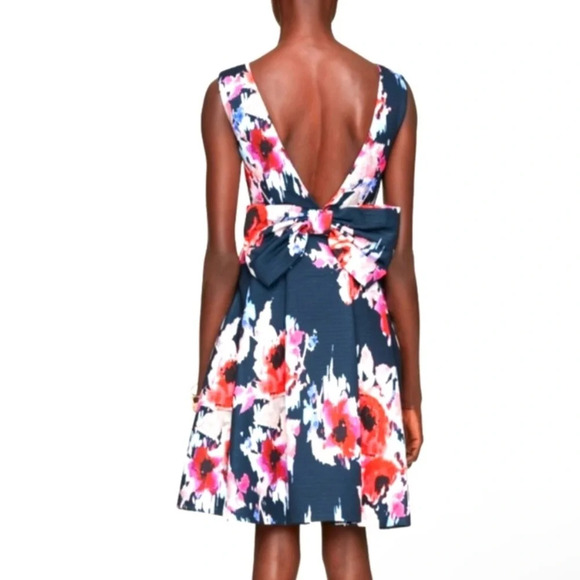 Kate Spade hazy floral navy red floral fit flare dress 33146 - Picture 3 of 15
